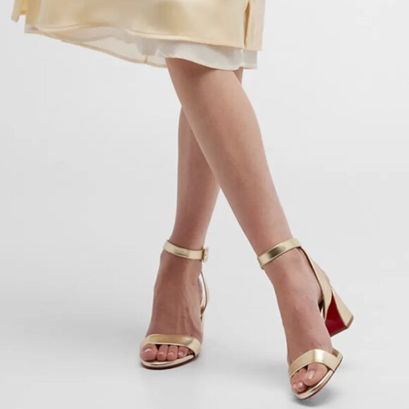 NIB$945 CHRISTIAN LOUBOUTIN Miss Sabina Metallic Red Sole Ankle-Strap Sandal 7 - Picture 2 of 16